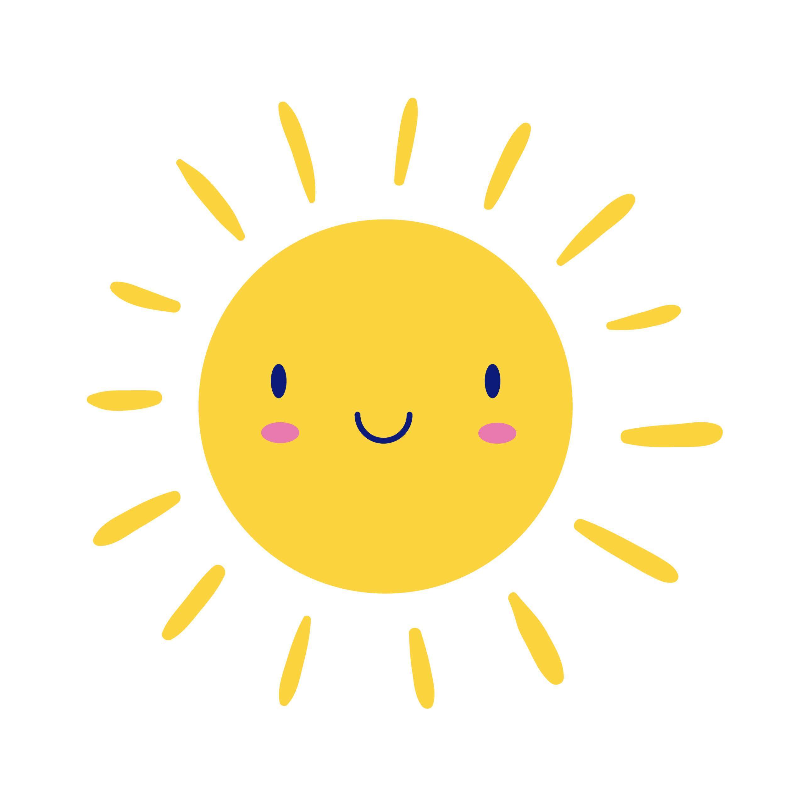 happy sun kawaii comic character flat style